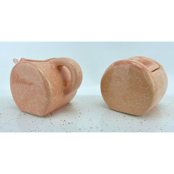 Vintage Art Deco sugar and creamer set, pink speckled ceramic - Picture 6 of 9